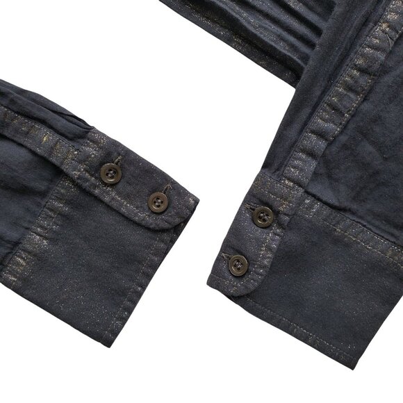 J. Crew Gold Dust Metallic Accents Black Semi Sheer Slim Fit Button Down Shirt 4 - Picture 9 of 15